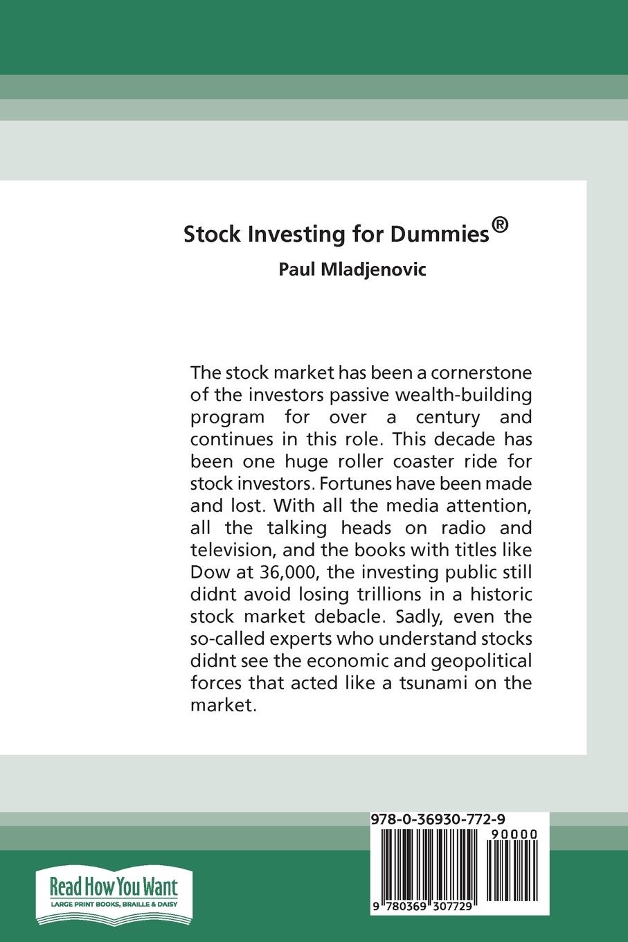 Rückseitencover Stock Investing for Dummies® (16pt Large Print Edition)