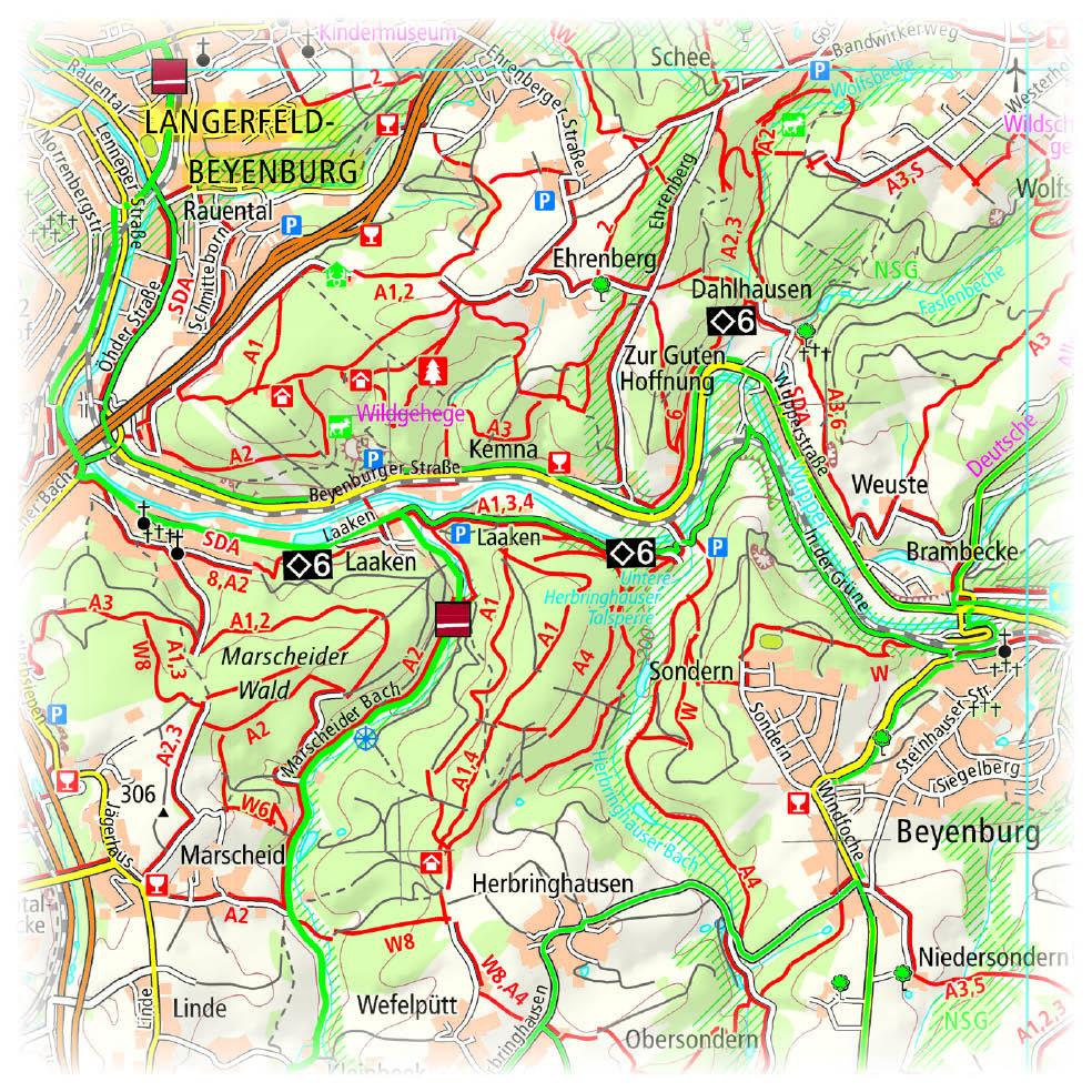 Beispielinhalt (Bild) Wuppertal - Bergisches Land, Solingen - Remscheid 1:50 000