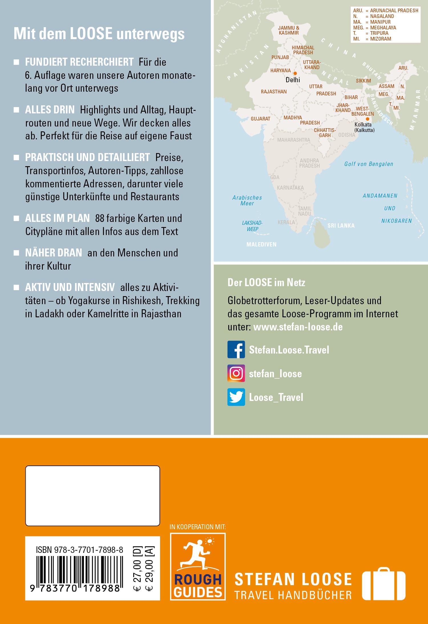 Rückseitencover Stefan Loose Reiseführer Indien, Der Norden