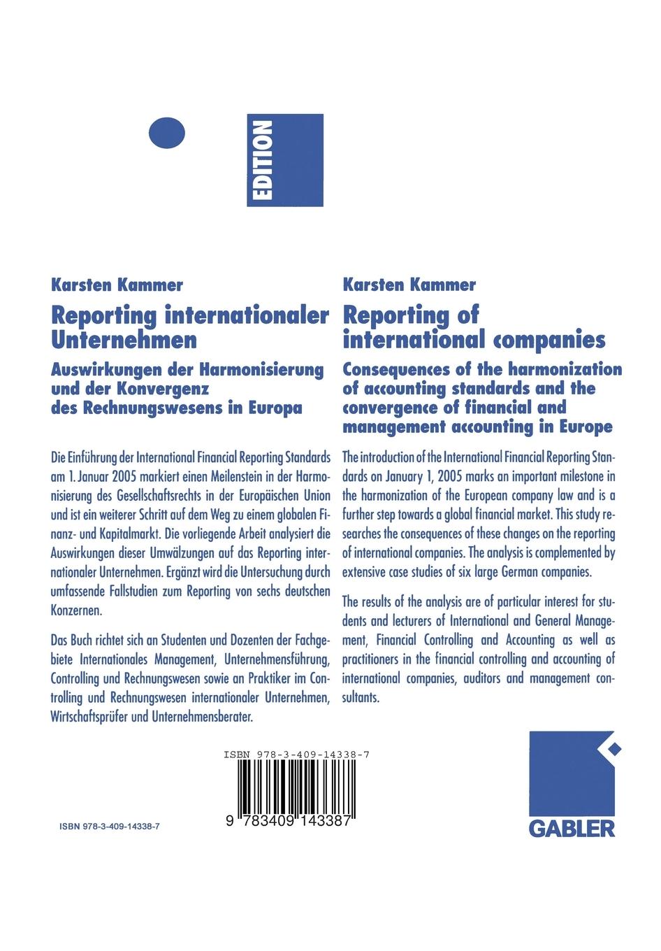 Rückseitencover Reporting internationaler Unternehmen