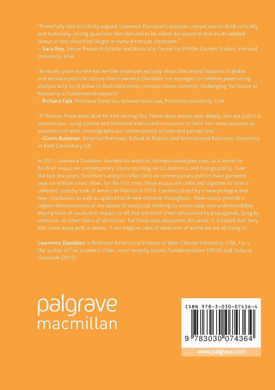 Rückseitencover Essays Reflecting the Art of Political and Social Analysis