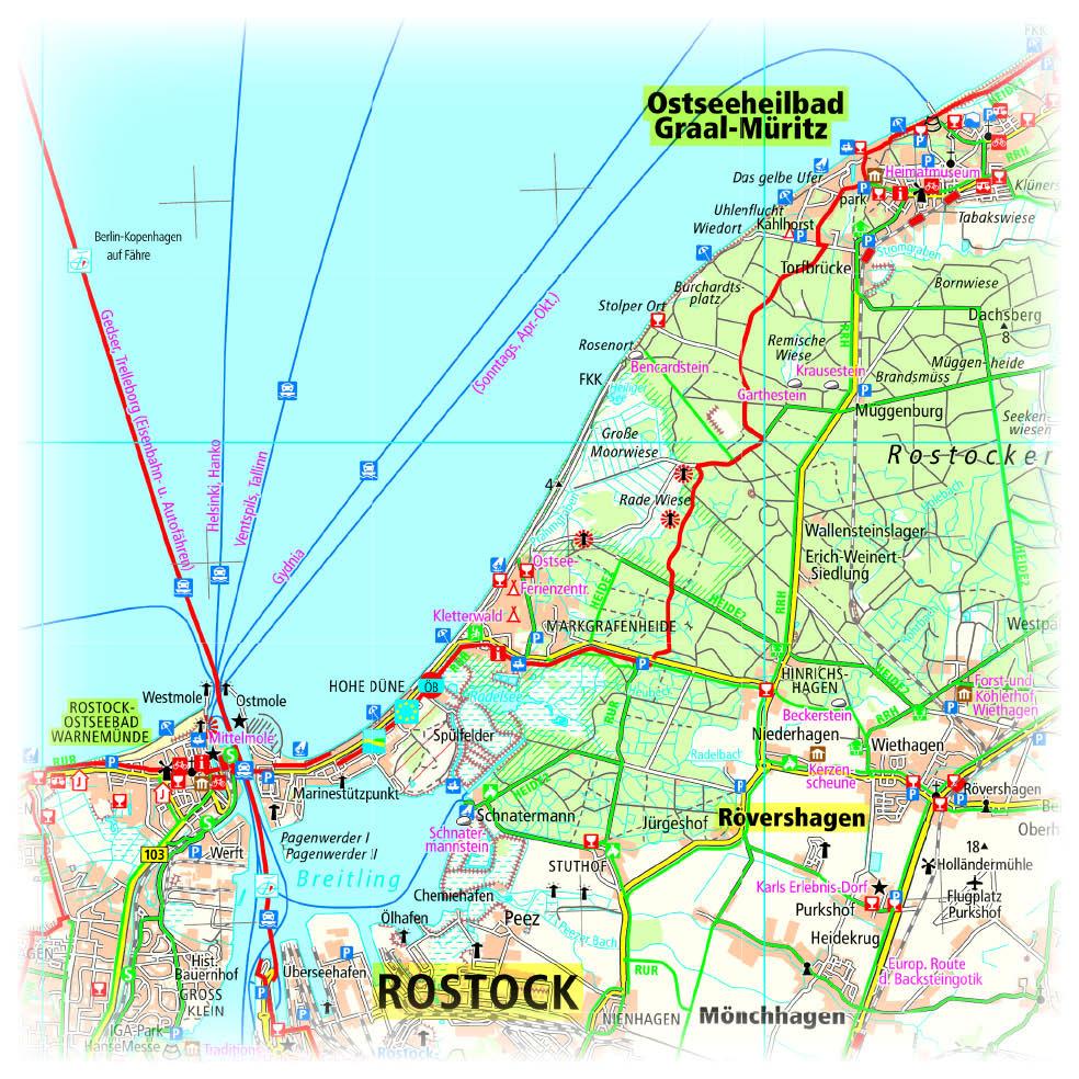 Beispielinhalt (Bild) Fischland-Darß-Zingst, Rostock, Stralsund, Recknitztal 1:100 000