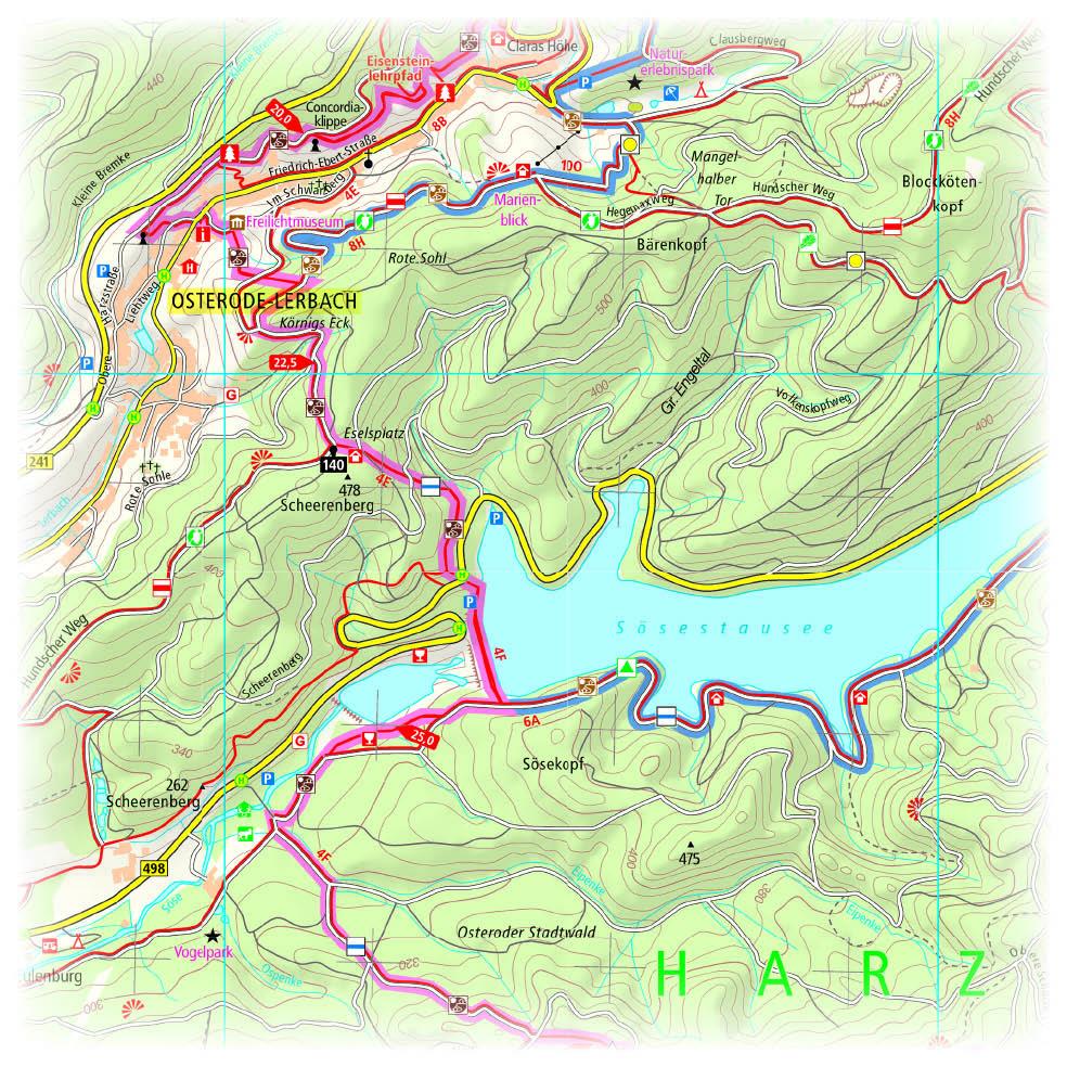 Beispielinhalt (Bild) Harzer BaudenSteig, Bad Lauterberg, Bad Sachsa, Herzberg, Osterode, Bad Grund 1:30 000
