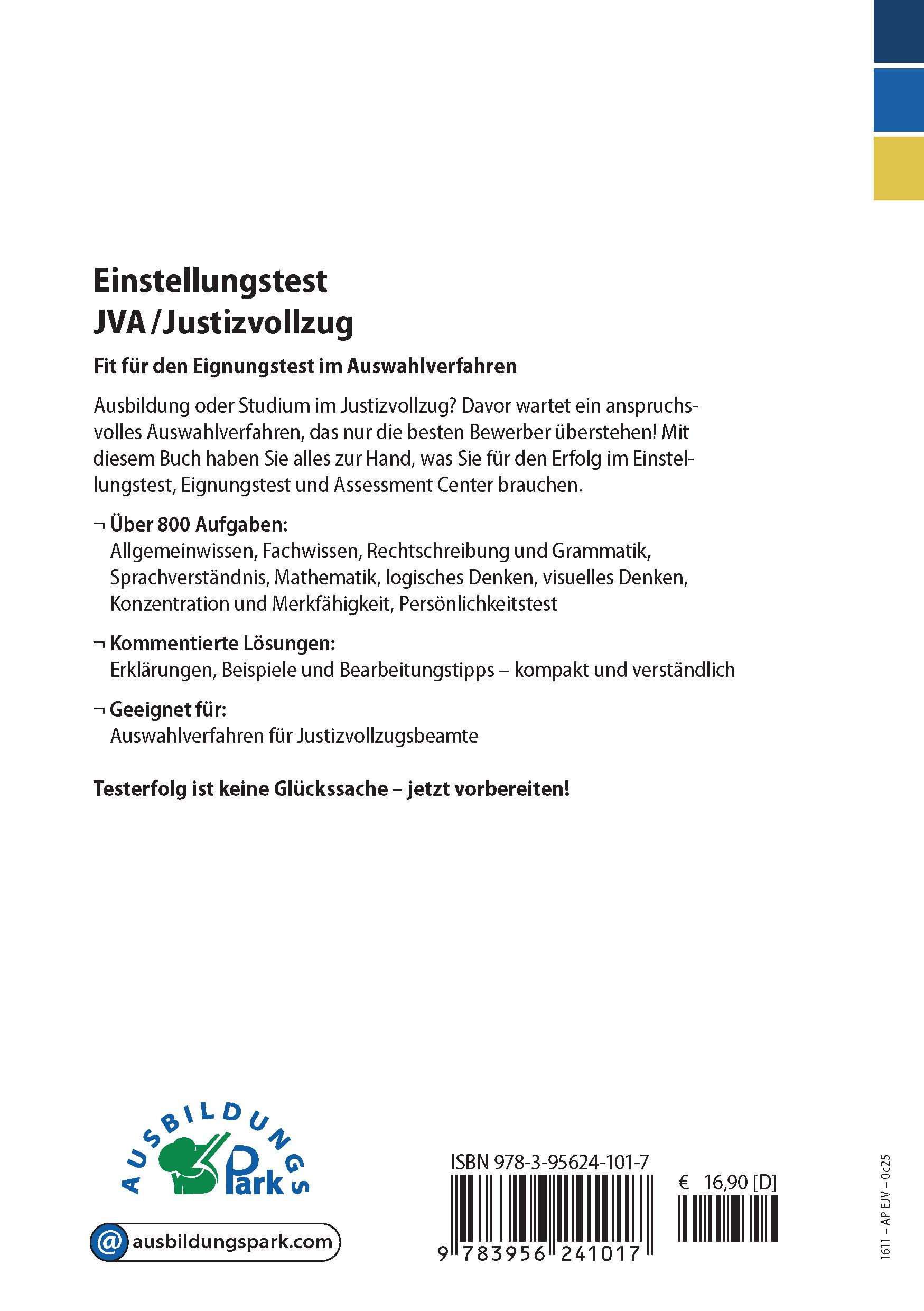 Rückseitencover Einstellungstest JVA / Justizvollzug