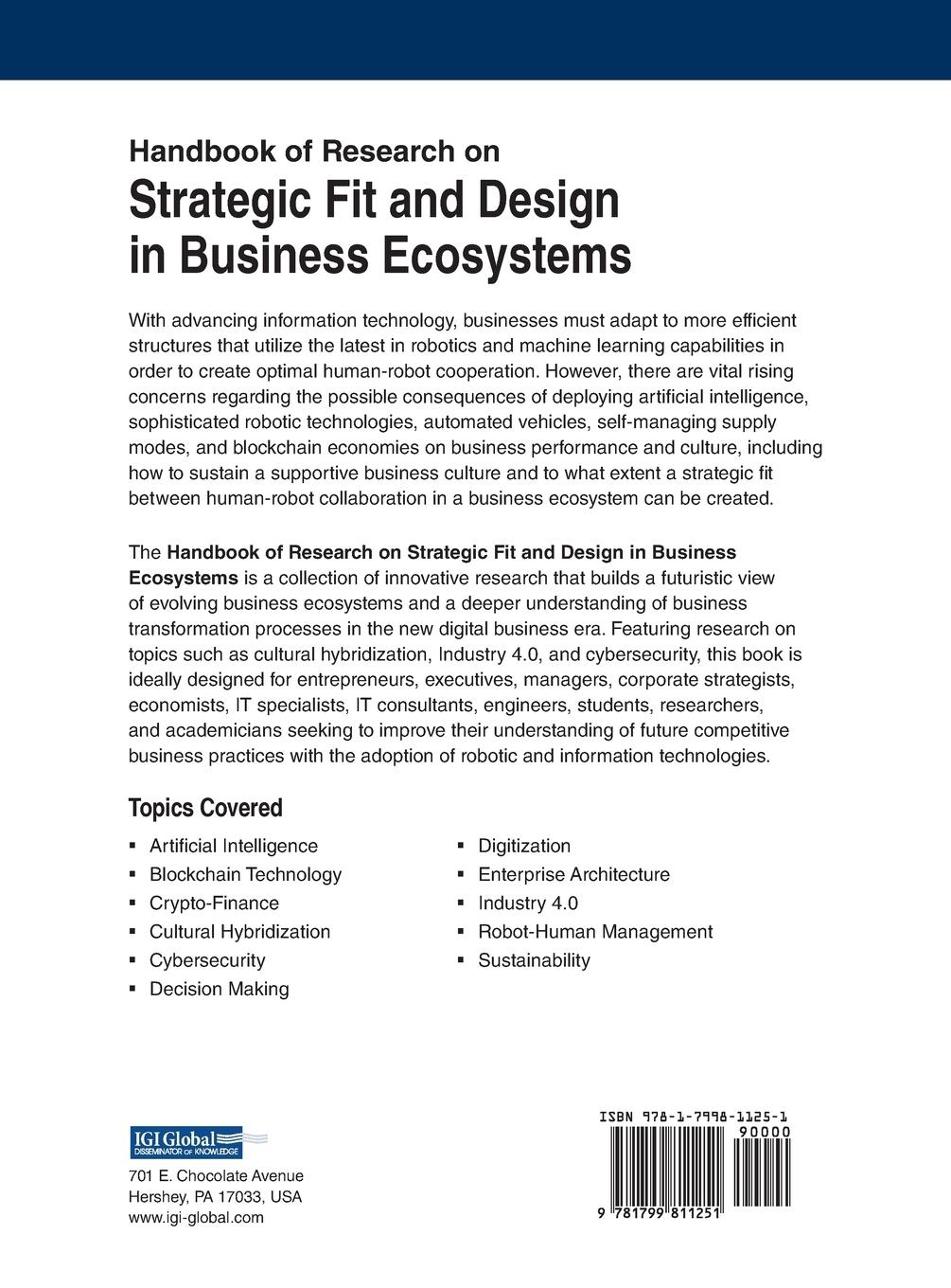 Rückseitencover Handbook of Research on Strategic Fit and Design in Business Ecosystems