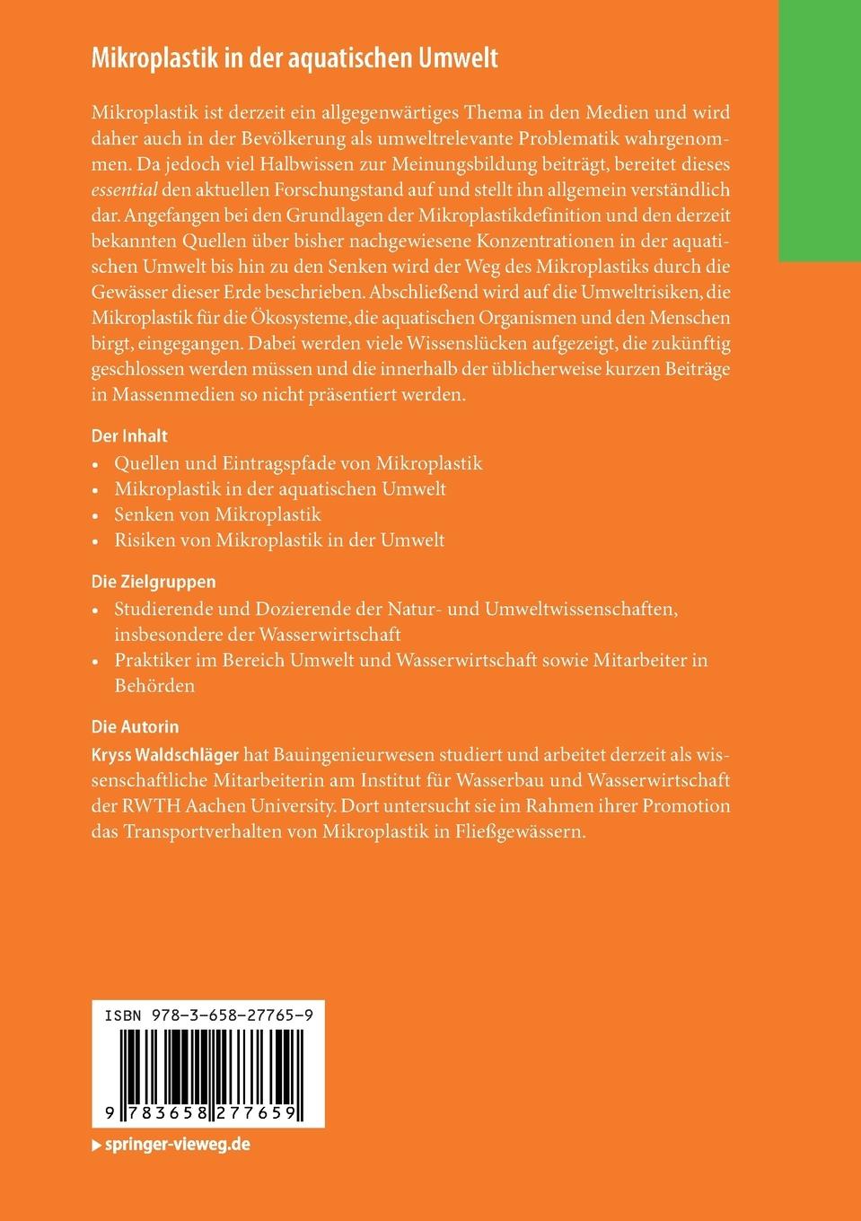 Rückseitencover Mikroplastik in der aquatischen Umwelt