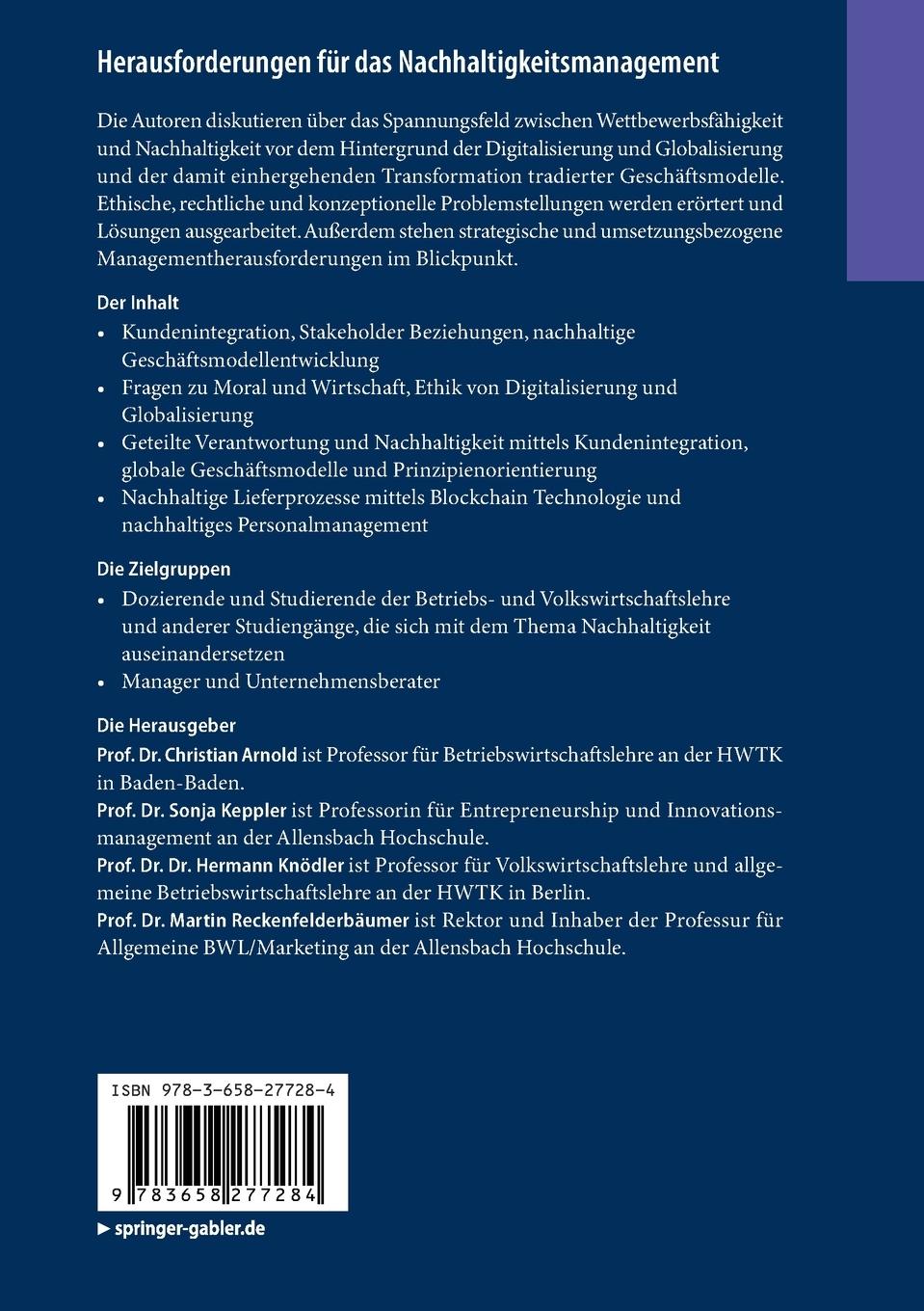 Rückseitencover Herausforderungen für das Nachhaltigkeitsmanagement