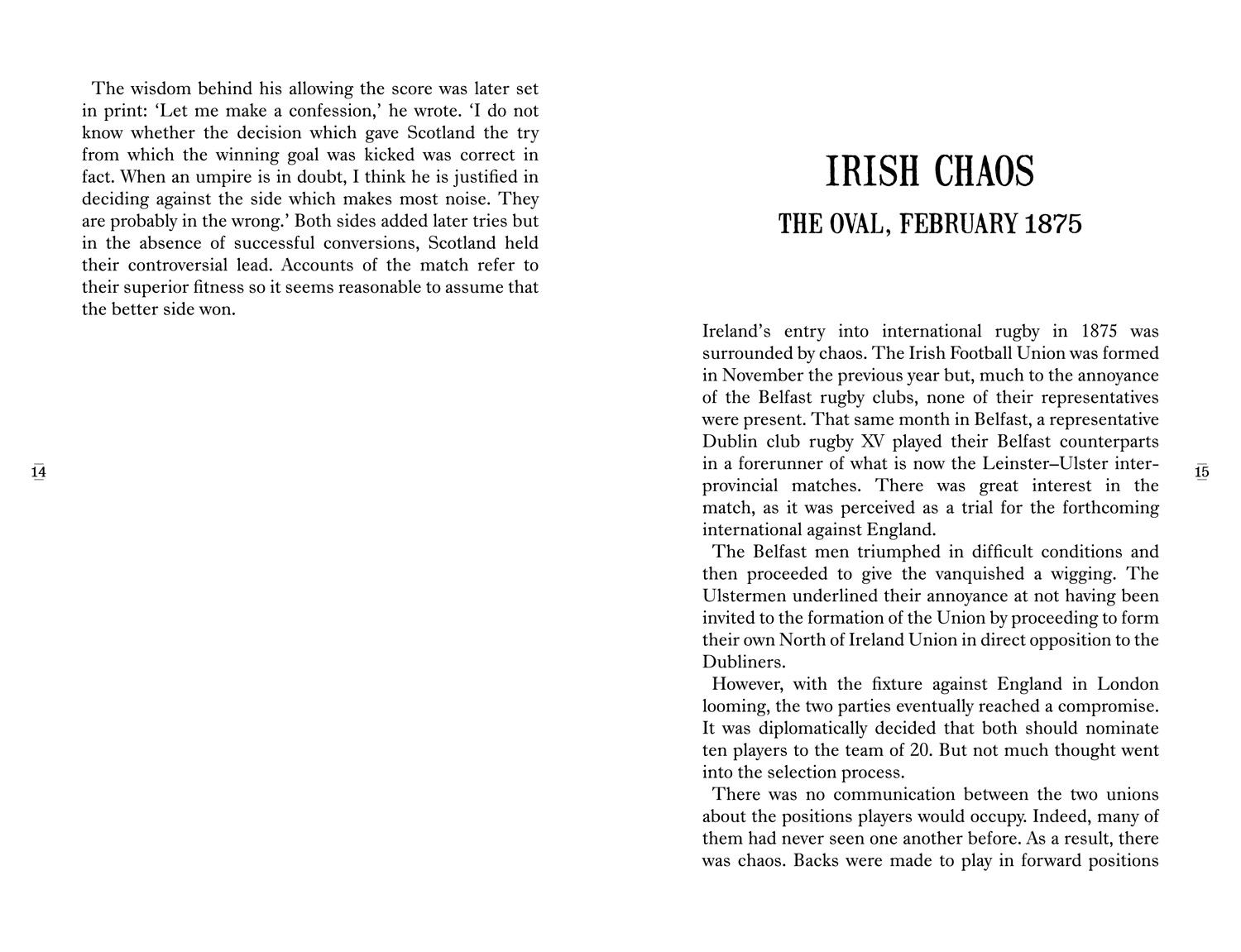 Beispielinhalt (Bild) Rugby's Strangest Matches