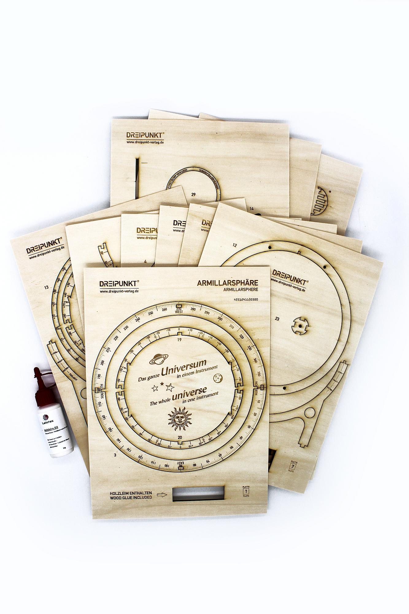 Beispielinhalt (Bild) Bausatz Armillarsphäre