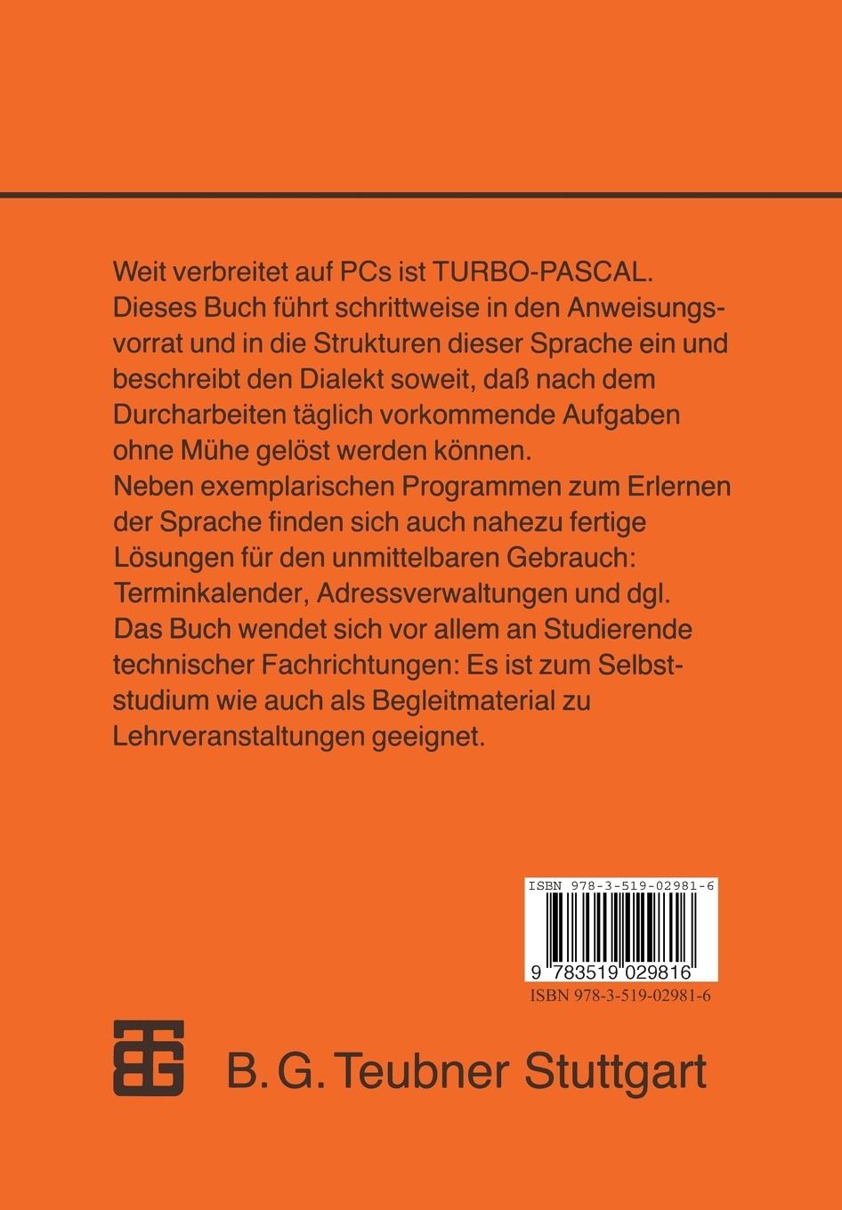 Rückseitencover Programmierkurs TURBO-PASCAL