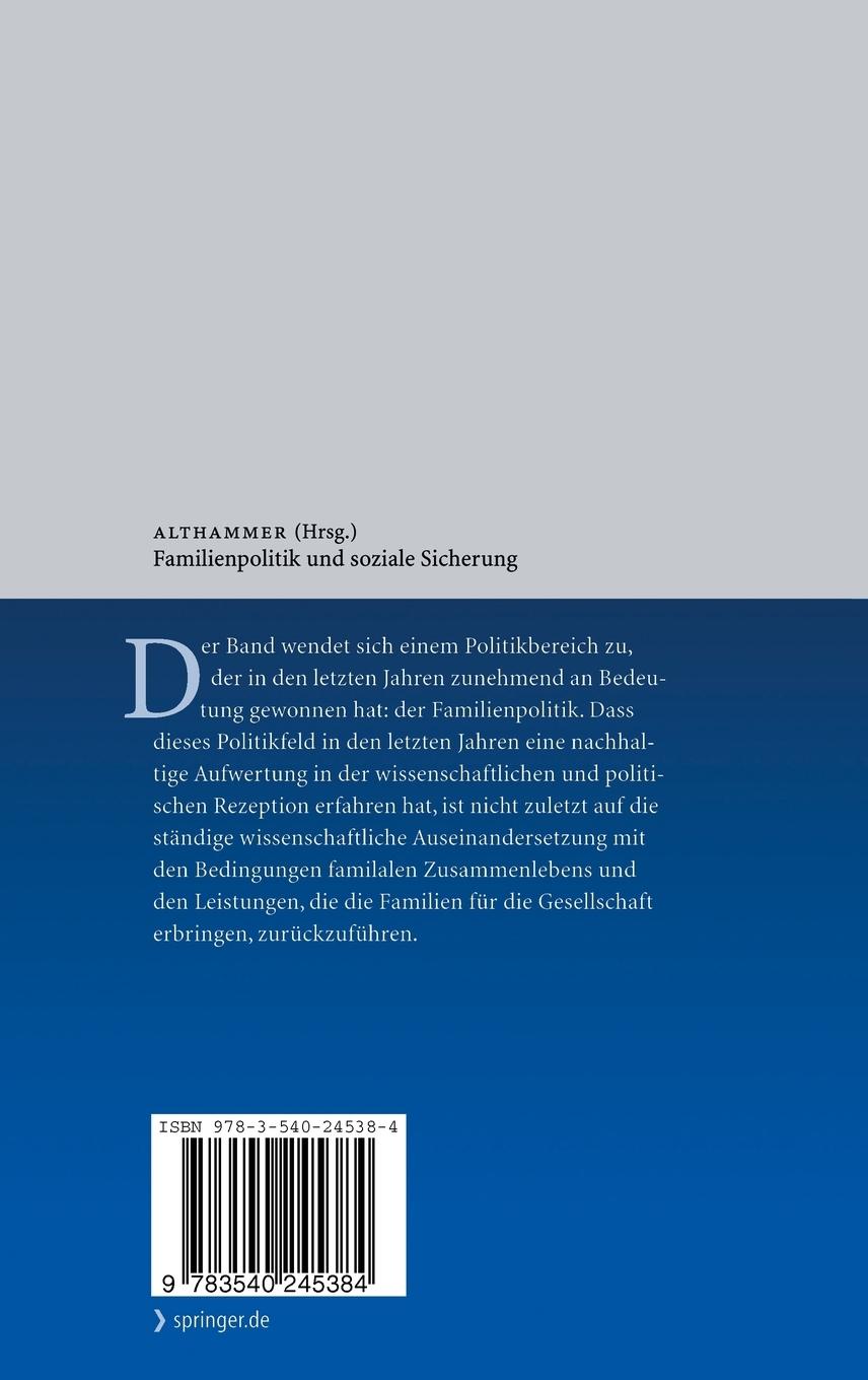 Rückseitencover Familienpolitik und soziale Sicherung