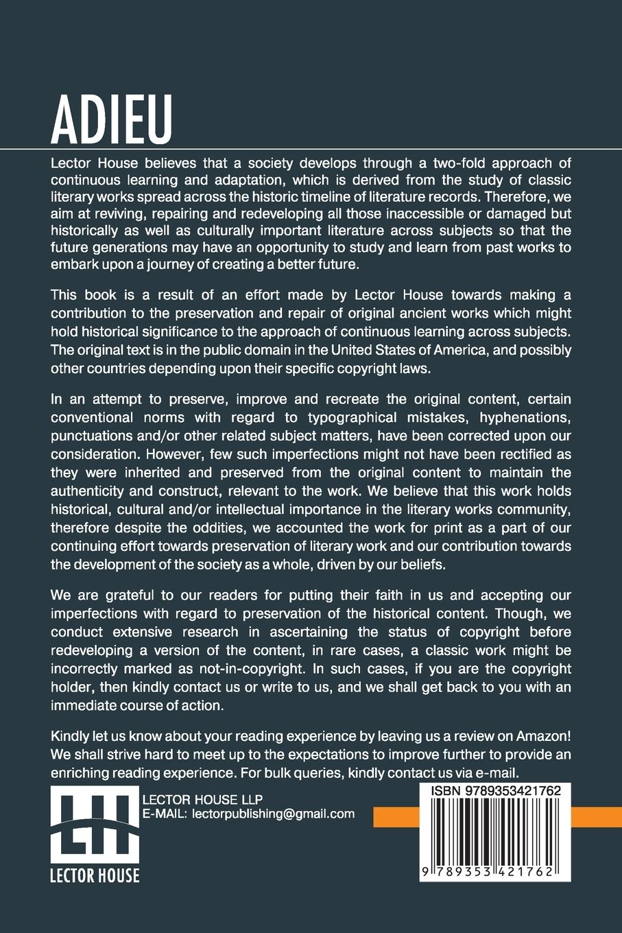 Rückseitencover Adieu