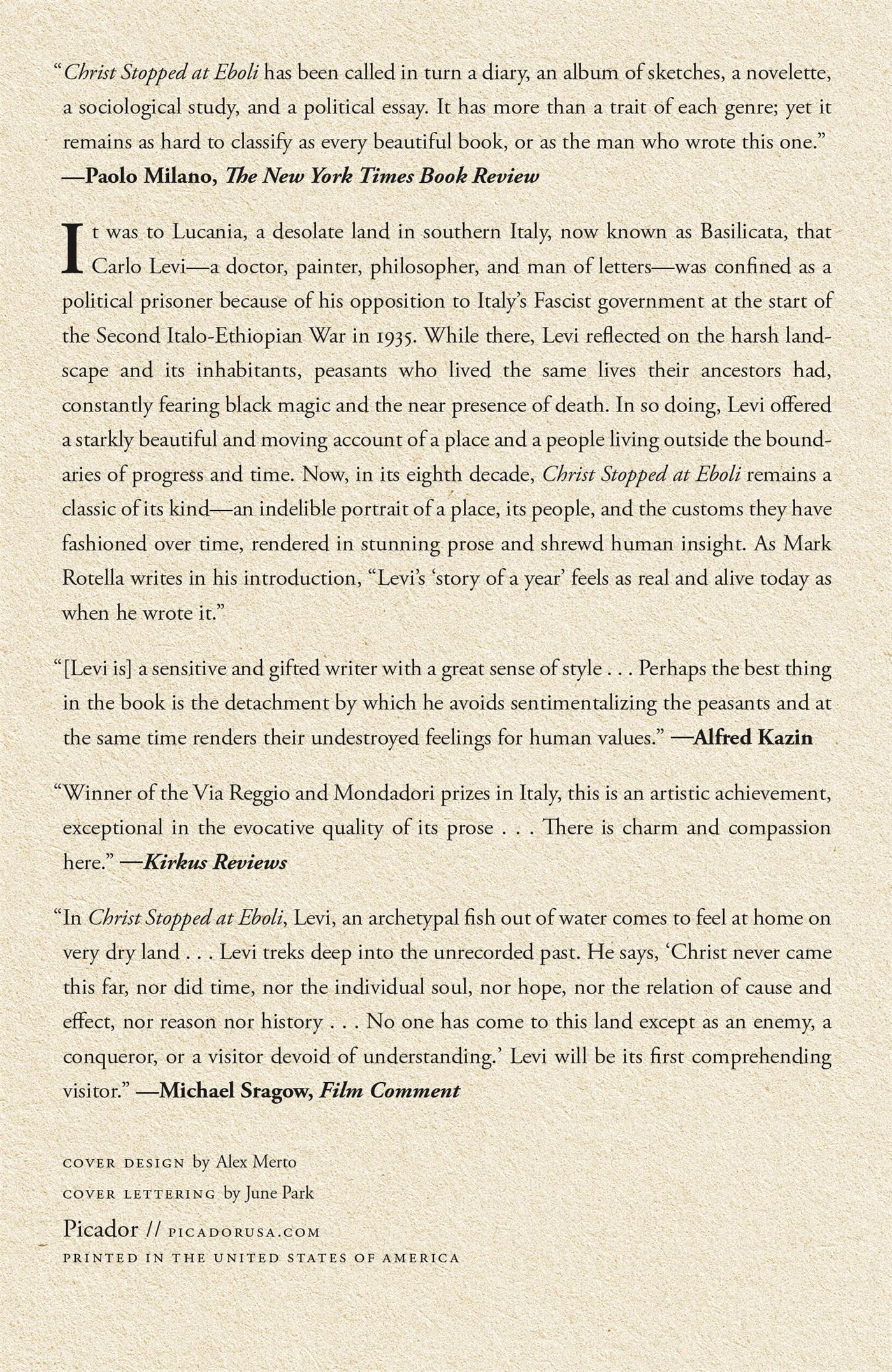 Rückseitencover Christ Stopped at Eboli