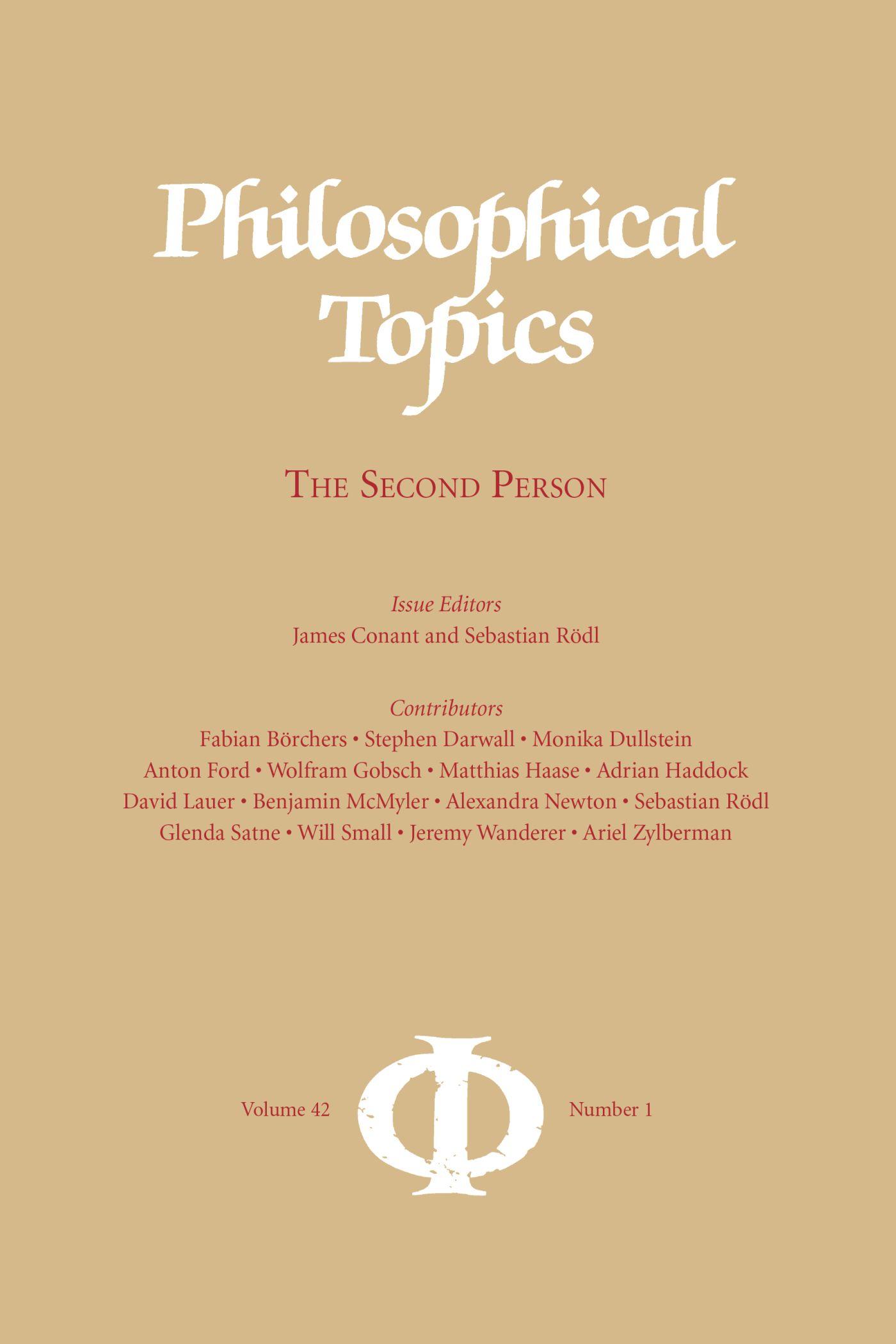 Vorderes Coverbild Philosophical Topics 42.1: The Second Person