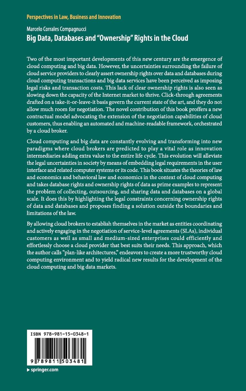 Rückseitencover Big Data, Databases and "Ownership" Rights in the Cloud