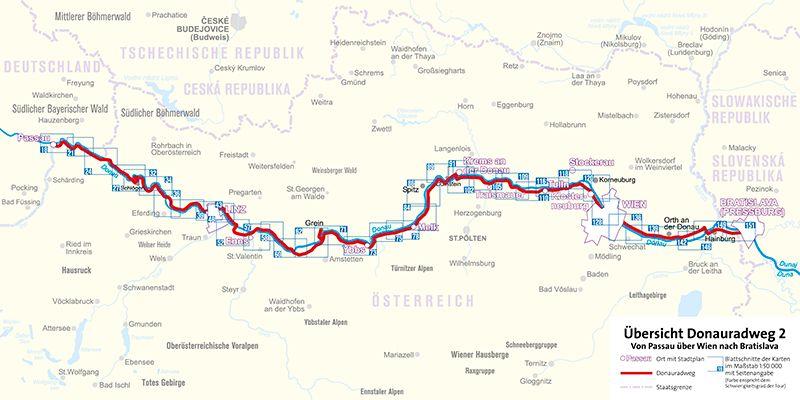 Beispielinhalt (Bild) KOMPASS Fahrradführer Donauradweg 2, Von Passau über Wien nach Bratislava