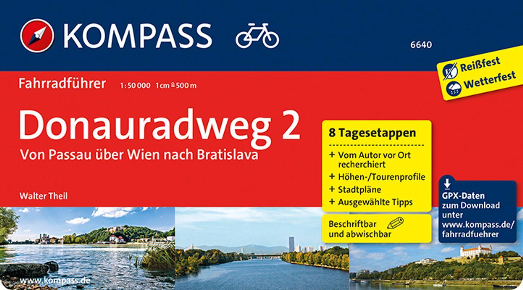 Vorderes Coverbild KOMPASS Fahrradführer Donauradweg 2, Von Passau über Wien nach Bratislava
