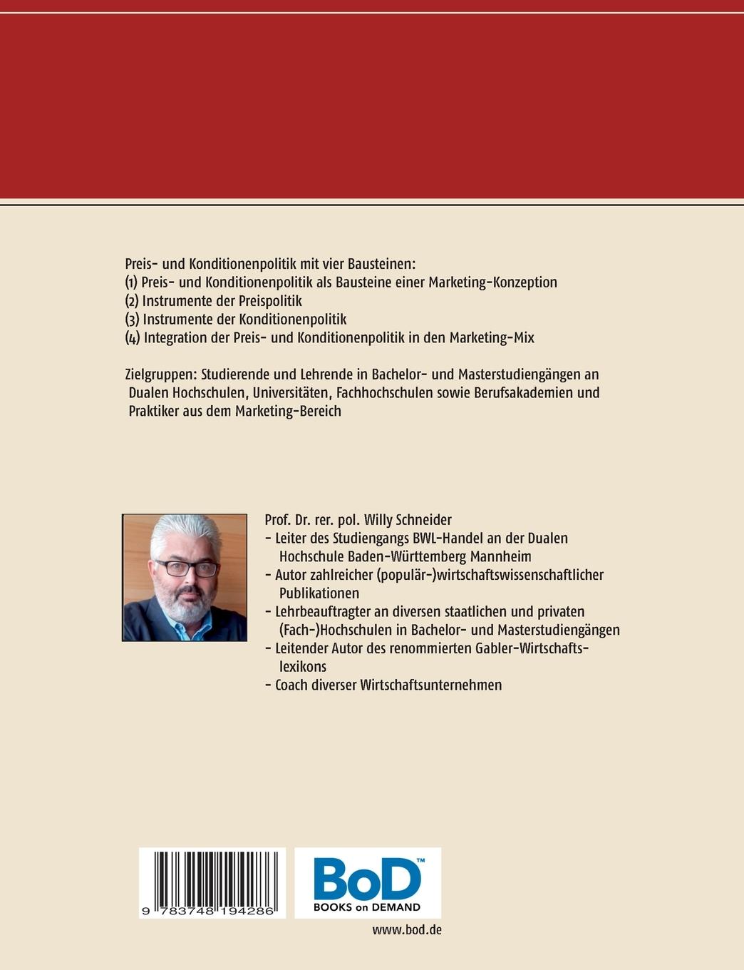 Rückseitencover Einführung in die Preis- und Konditionenpolitik