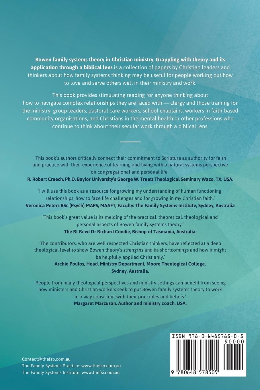 Rückseitencover Bowen family systems theory in Christian ministry