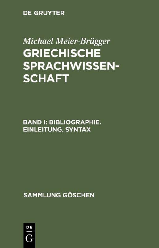 Vorderes Coverbild Bibliographie. Einleitung. Syntax