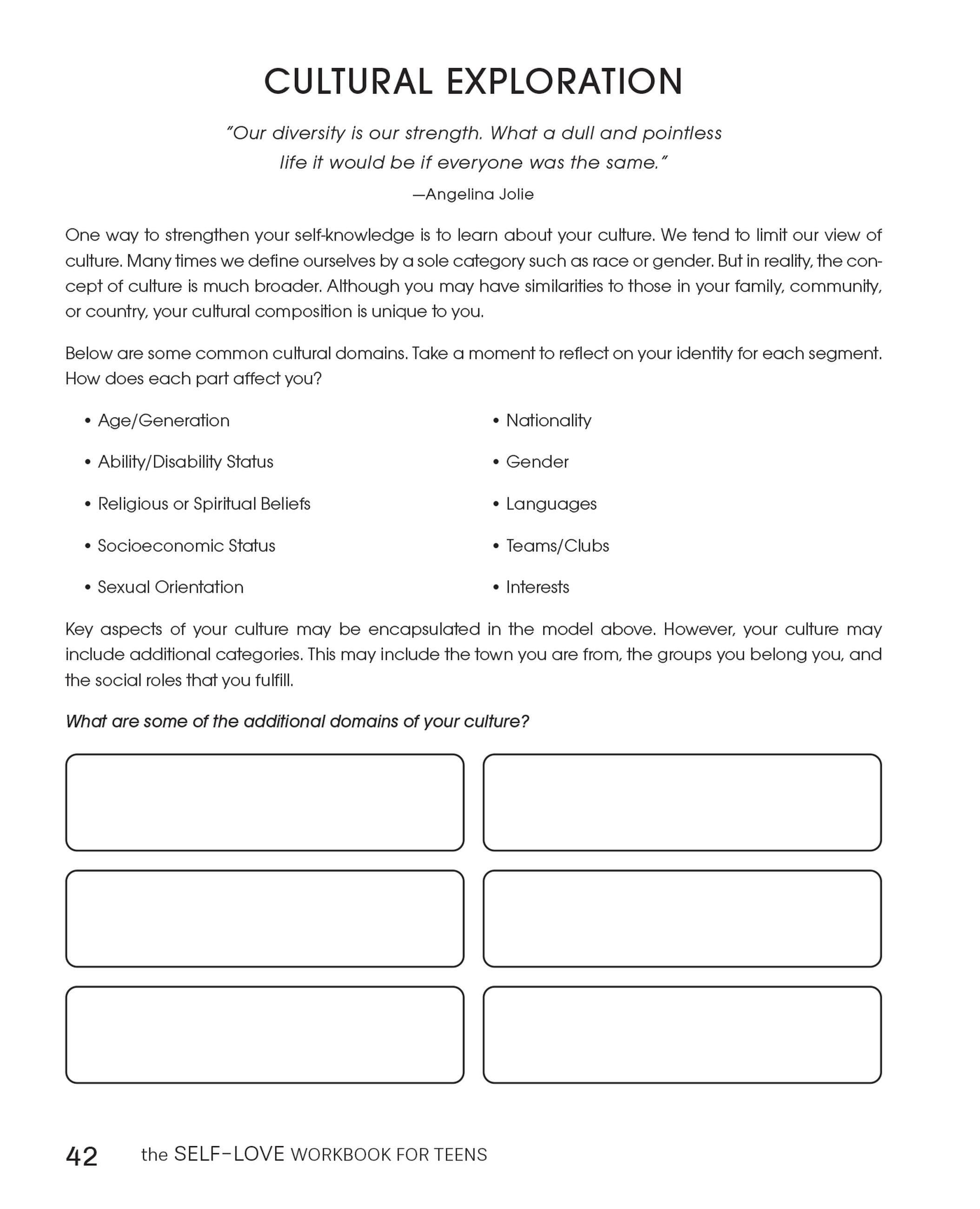 Beispielinhalt (Bild) The Self Love Workbook for Teens