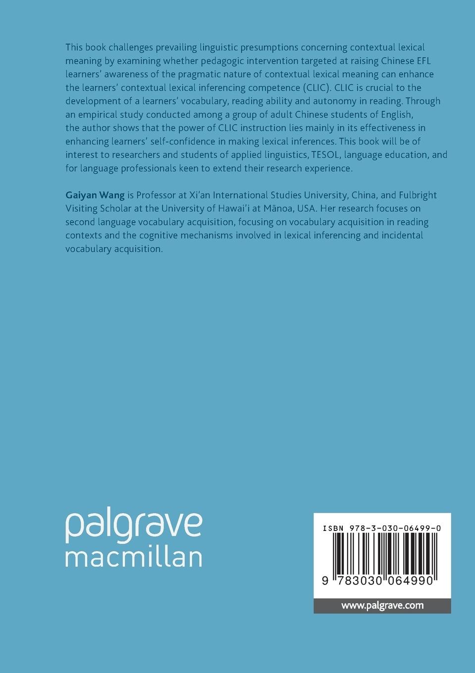 Rückseitencover Using Pedagogic Intervention to Cultivate Contextual Lexical Competence in L2