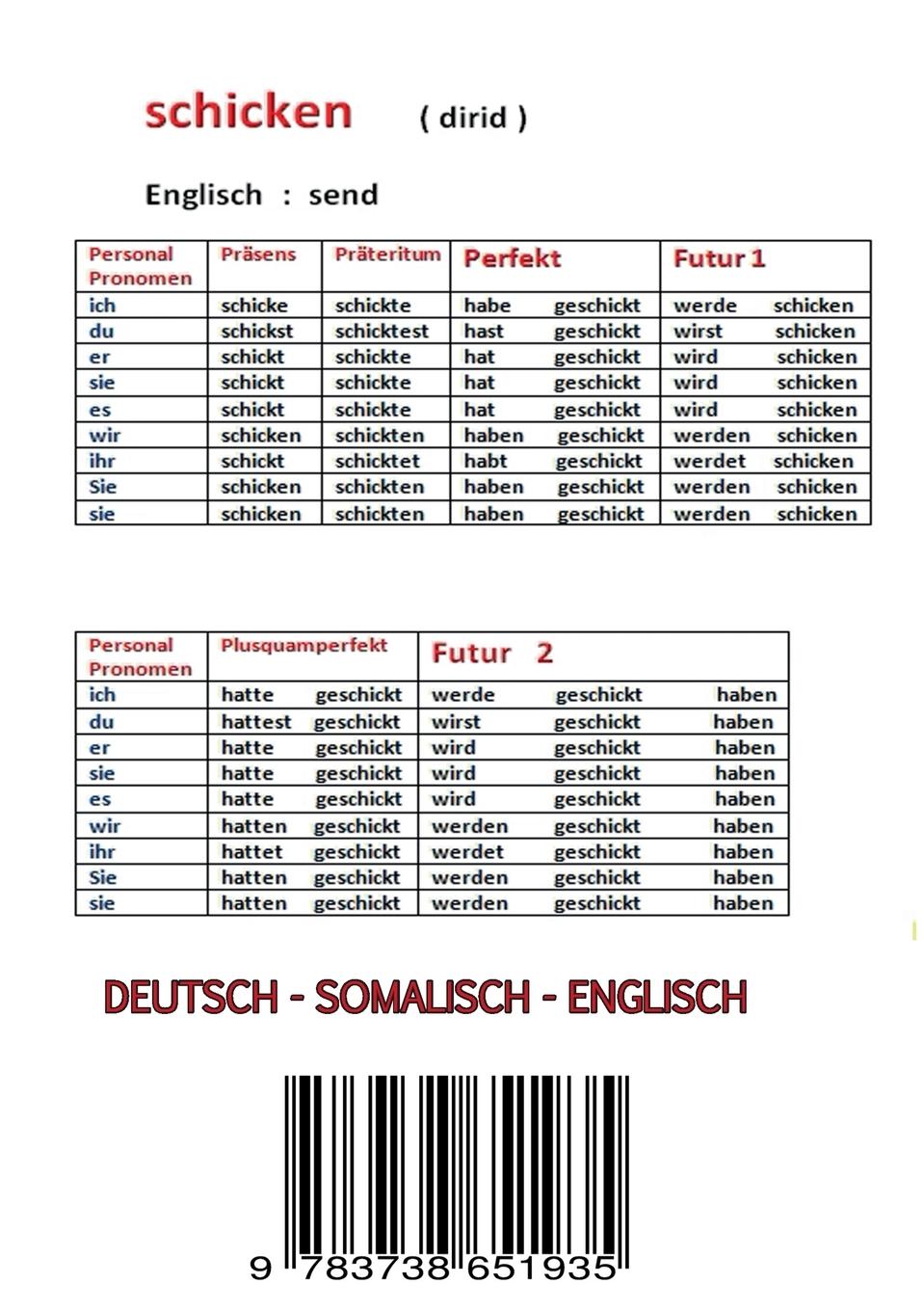 Rückseitencover 98   DEUTSCHE   VERBEN  MIT PRÄSENS ,PRÄTERITUM ....