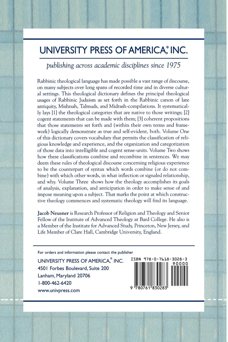 Rückseitencover Theological Dictionary of Rabbinic Judaism