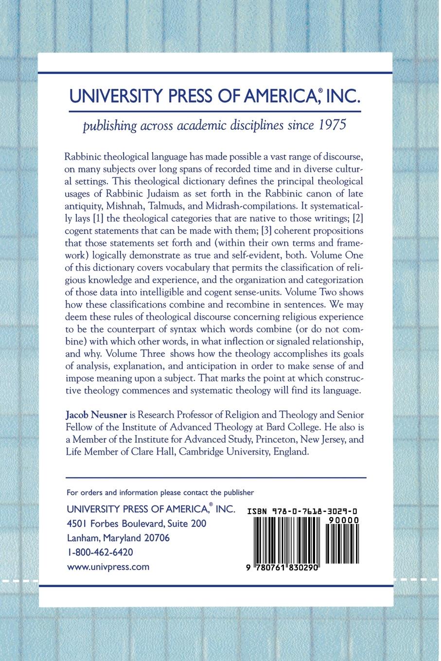 Rückseitencover Theological Dictionary of Rabbinic Judaism