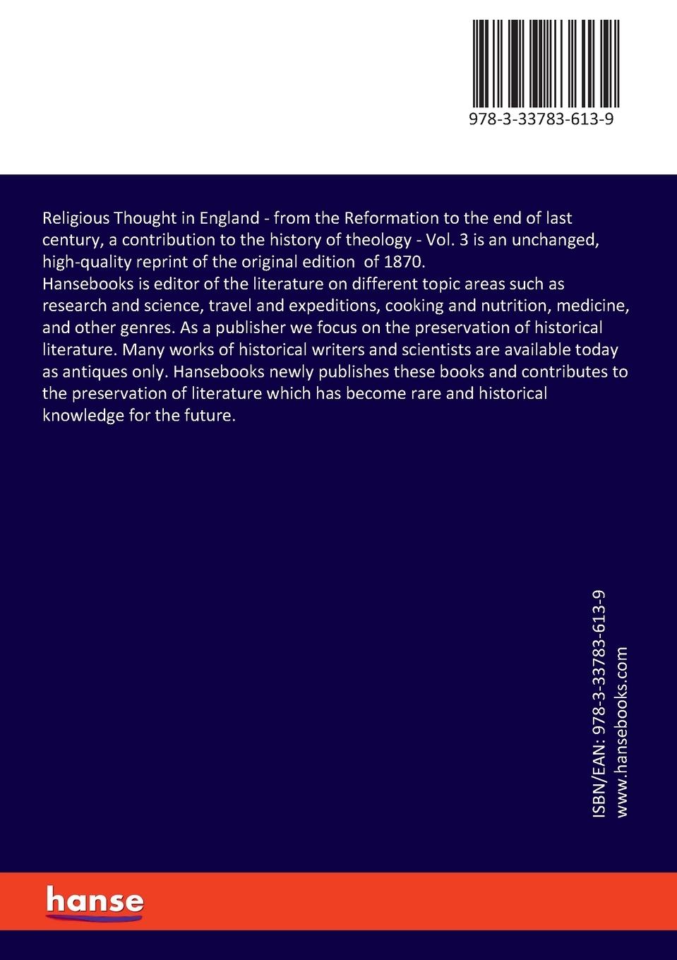 Rückseitencover Religious Thought in England