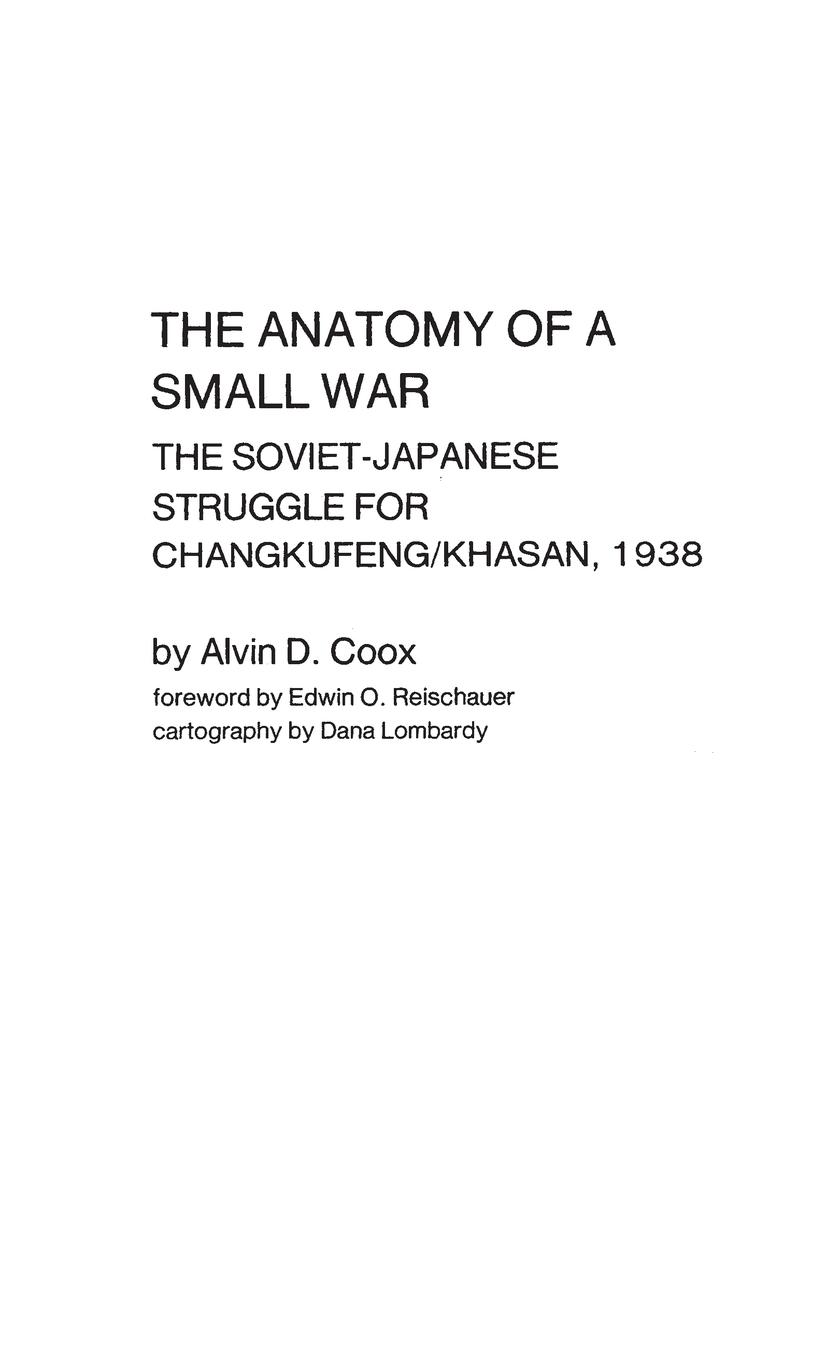 Vorderes Coverbild The Anatomy of a Small War