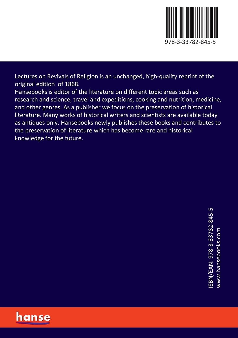 Rückseitencover Lectures on Revivals of Religion