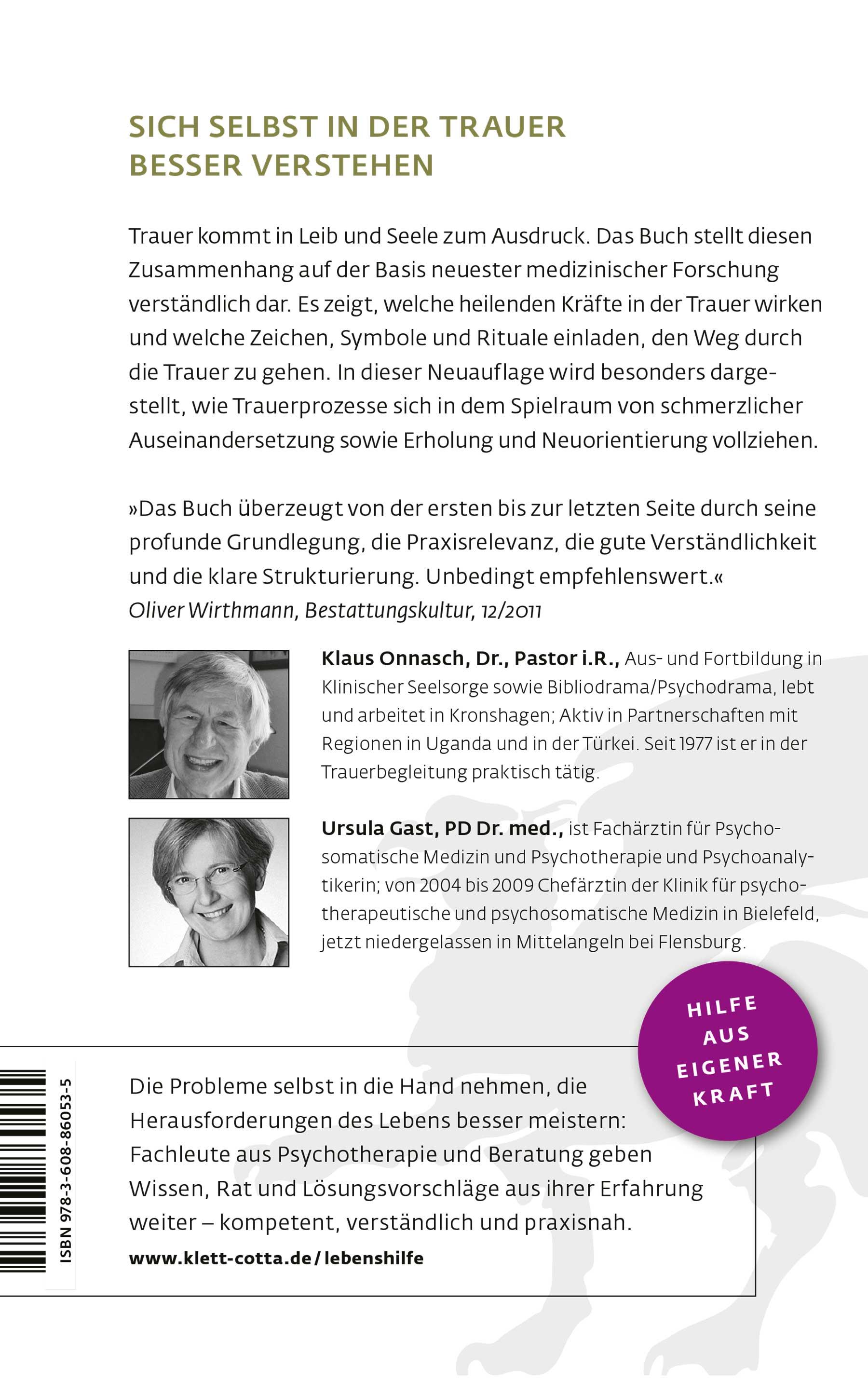 Rückseitencover Trauern mit Leib und Seele (Fachratgeber Klett-Cotta)