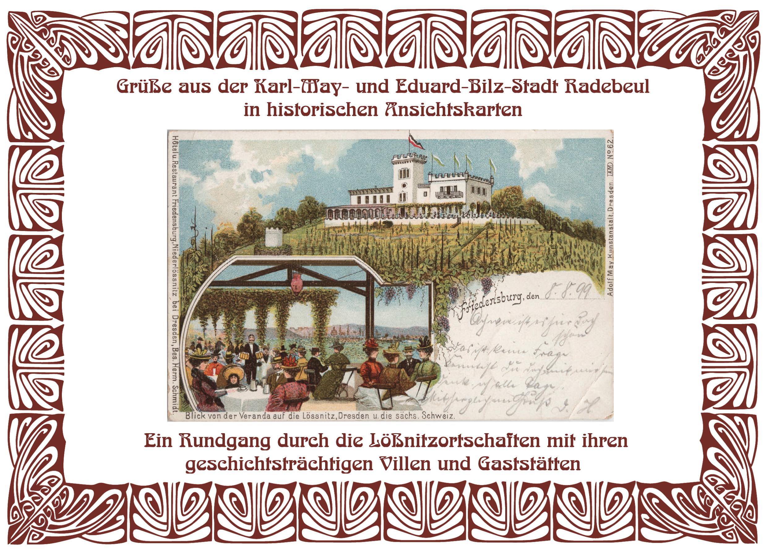 Vorderes Coverbild Grüße aus der Karl May- und Eduard-Bilz-Stadt Radebeul in historischen Ansichtskarten