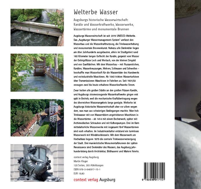 Rückseitencover WELTERBE WASSER. Augsburgs historische Wasserwirtschaft.