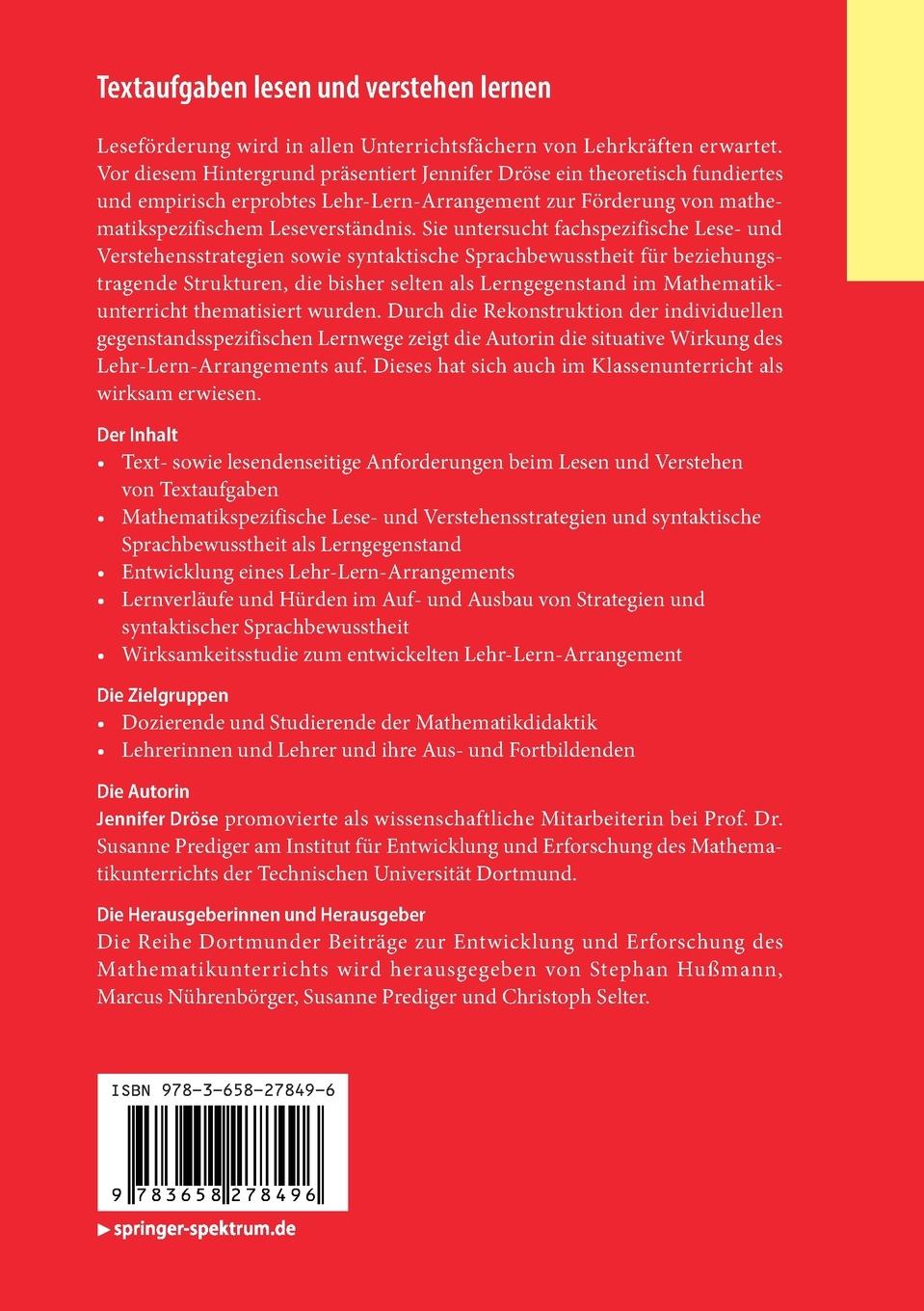 Rückseitencover Textaufgaben lesen und verstehen lernen