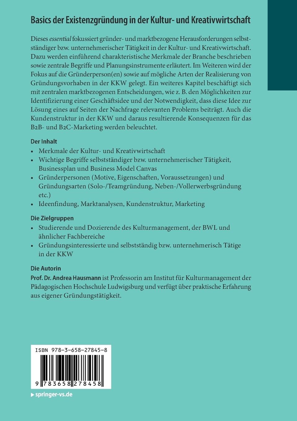 Rückseitencover Basics der Existenzgründung in der Kultur- und Kreativwirtschaft