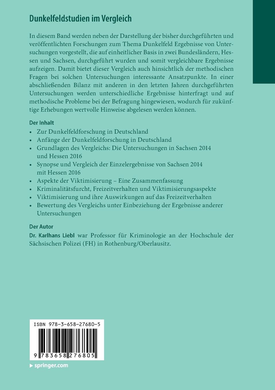 Rückseitencover Dunkelfeldstudien im Vergleich