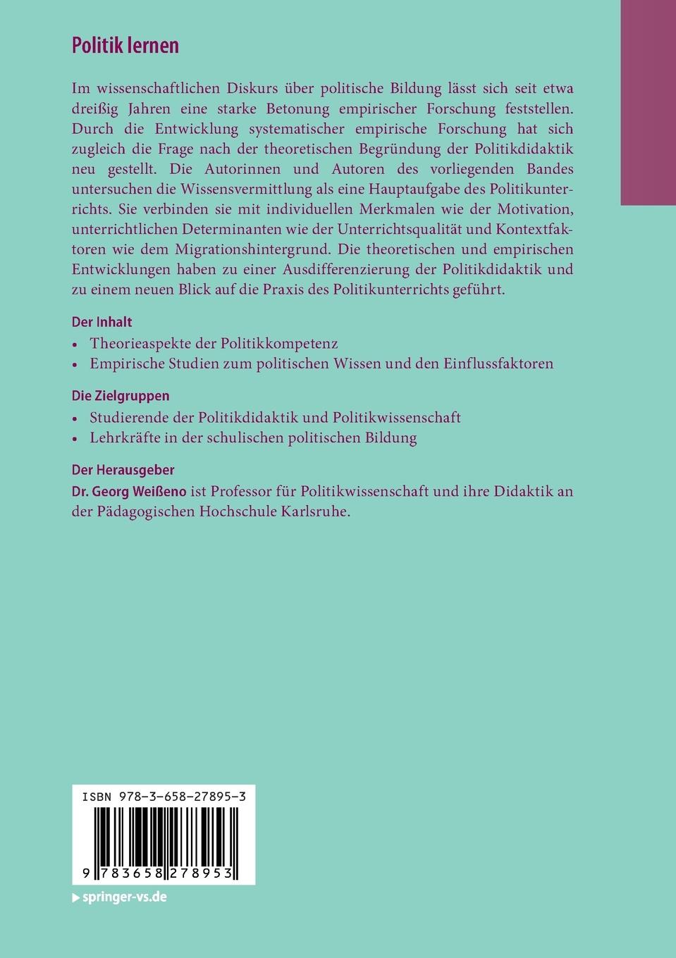 Rückseitencover Politik lernen