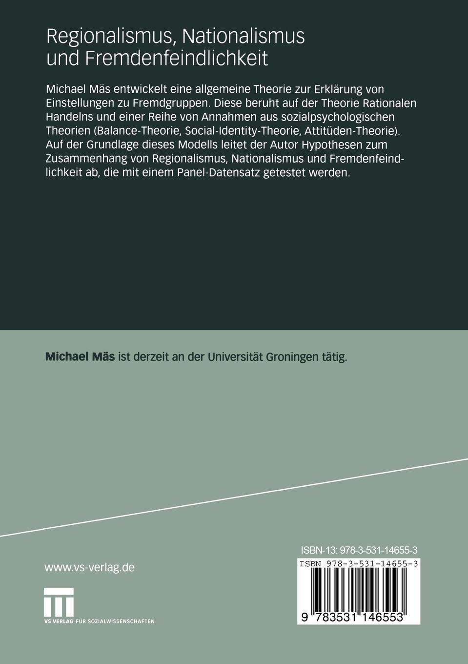 Rückseitencover Regionalismus, Nationalismus und Fremdenfeindlichkeit