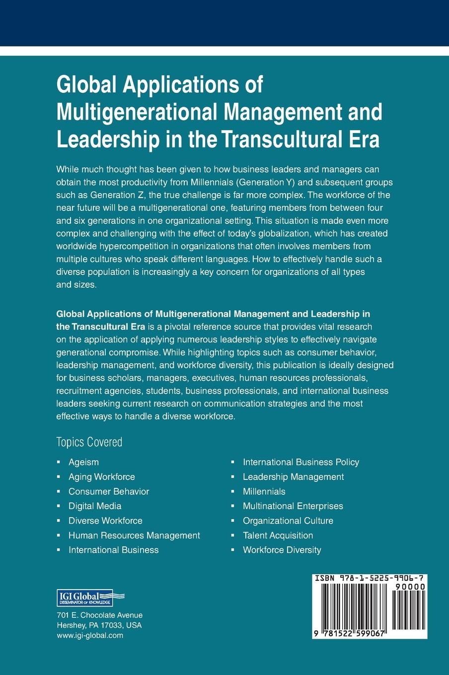 Rückseitencover Global Applications of Multigenerational Management and Leadership in the Transcultural Era
