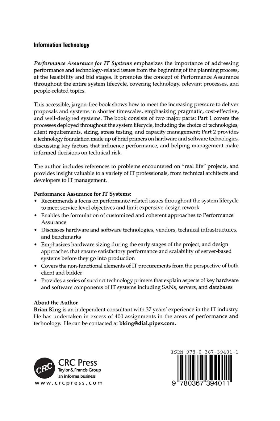 Rückseitencover Performance Assurance for IT Systems