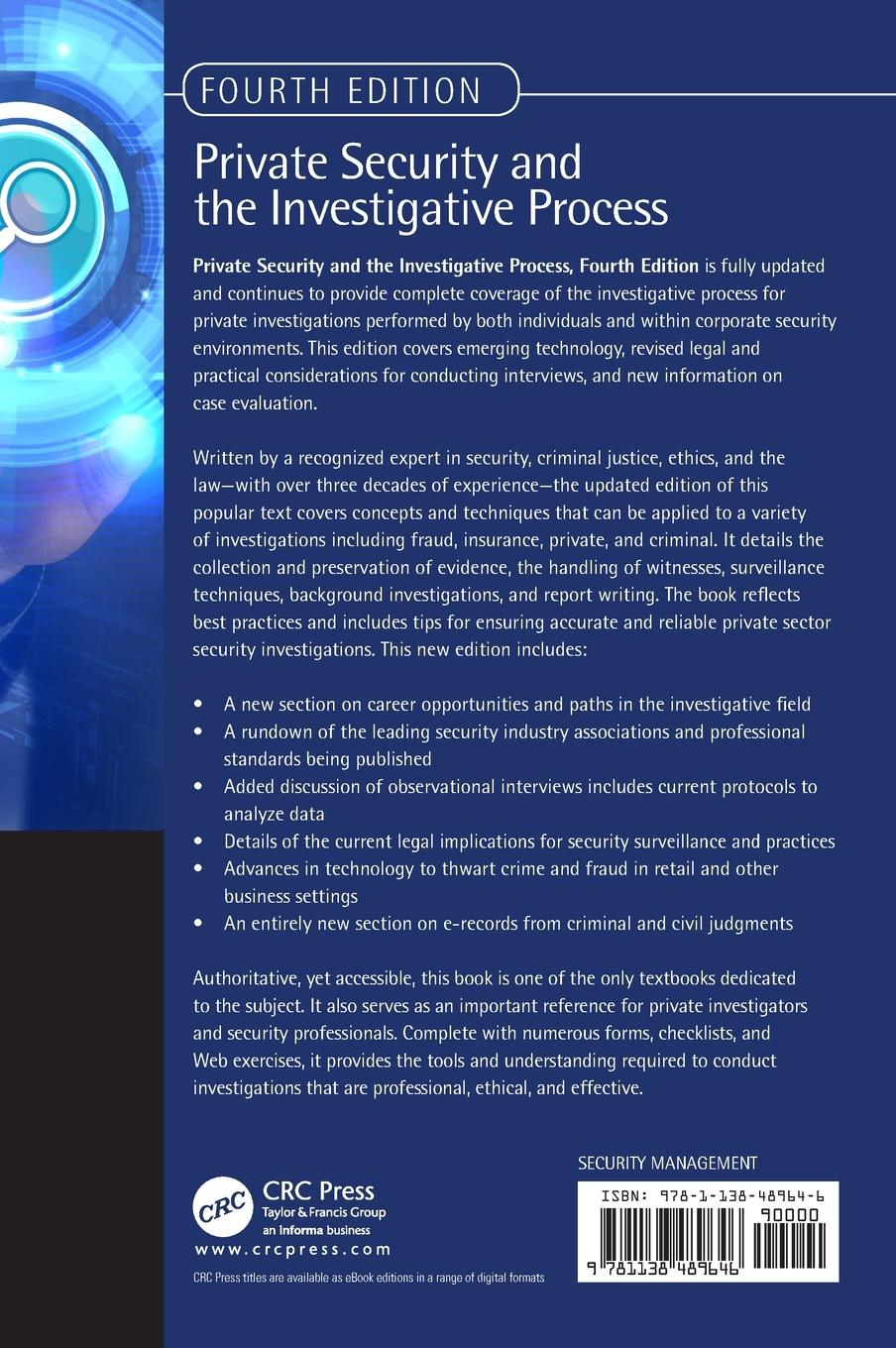 Rückseitencover Private Security and the Investigative Process, Fourth Edition