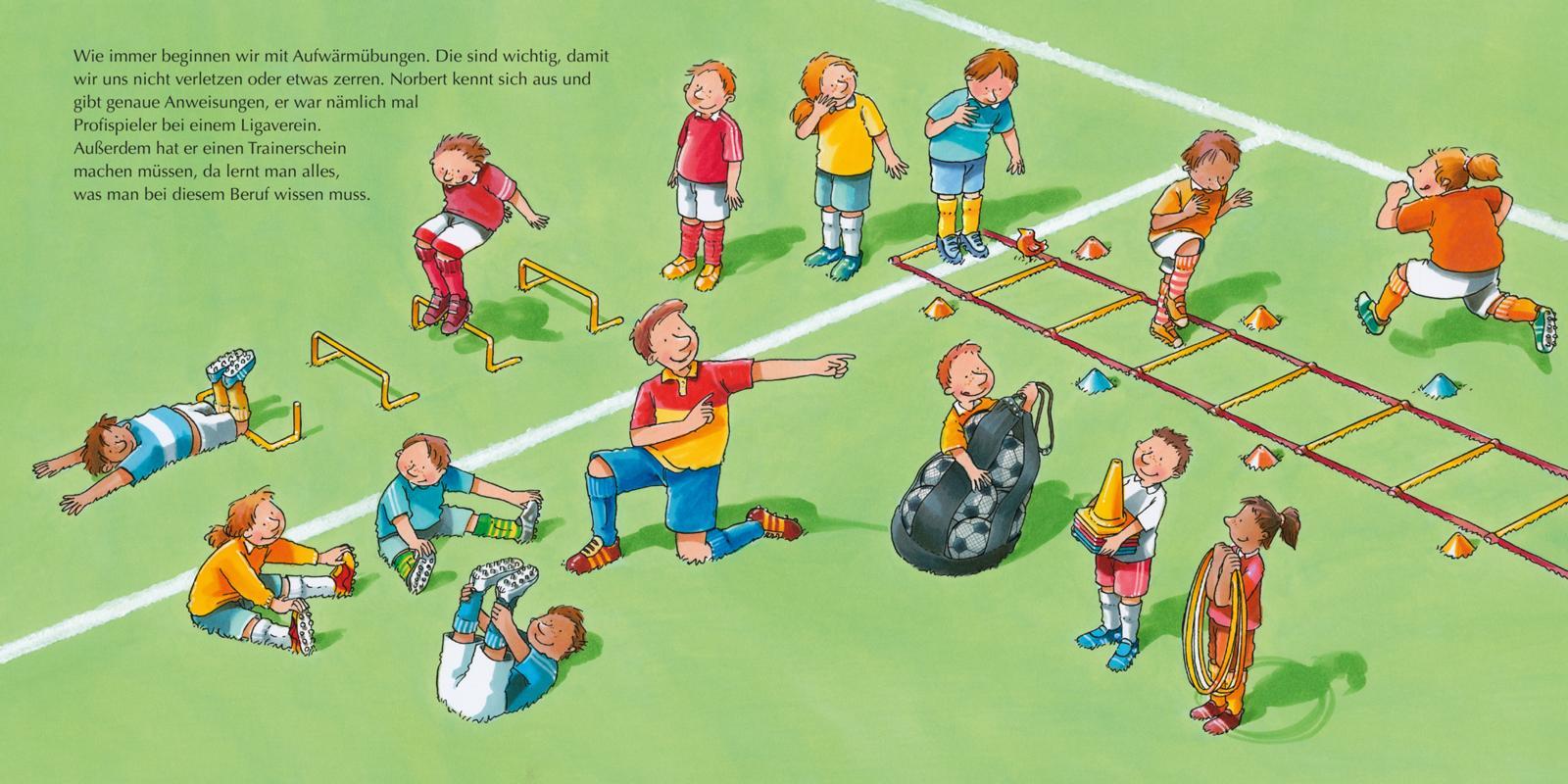 Beispielinhalt (Bild) LESEMAUS 102: Ich hab einen Freund, der ist Fußballtrainer