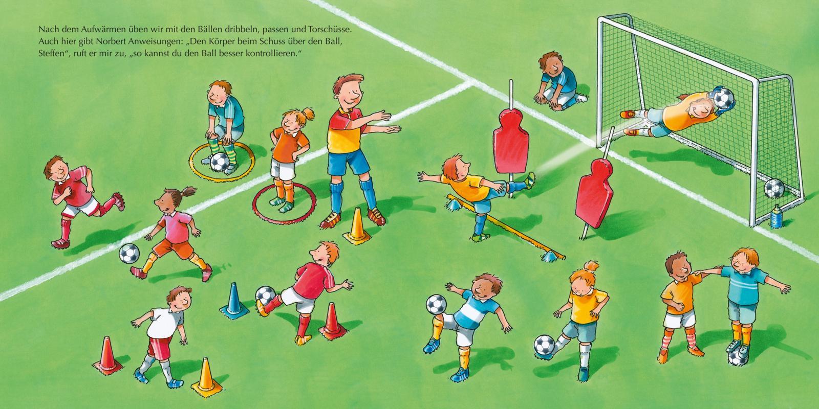 Beispielinhalt (Bild) LESEMAUS 102: Ich hab einen Freund, der ist Fußballtrainer