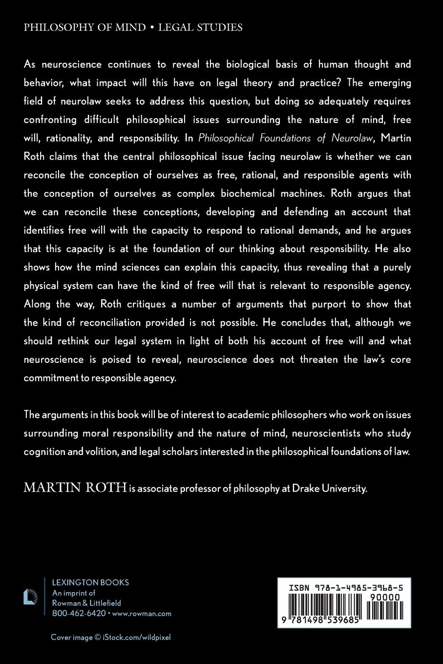 Rückseitencover Philosophical Foundations of Neurolaw