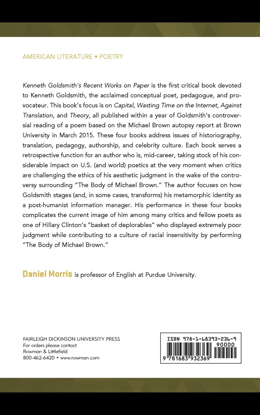 Rückseitencover Kenneth Goldsmith's Recent Works on Paper