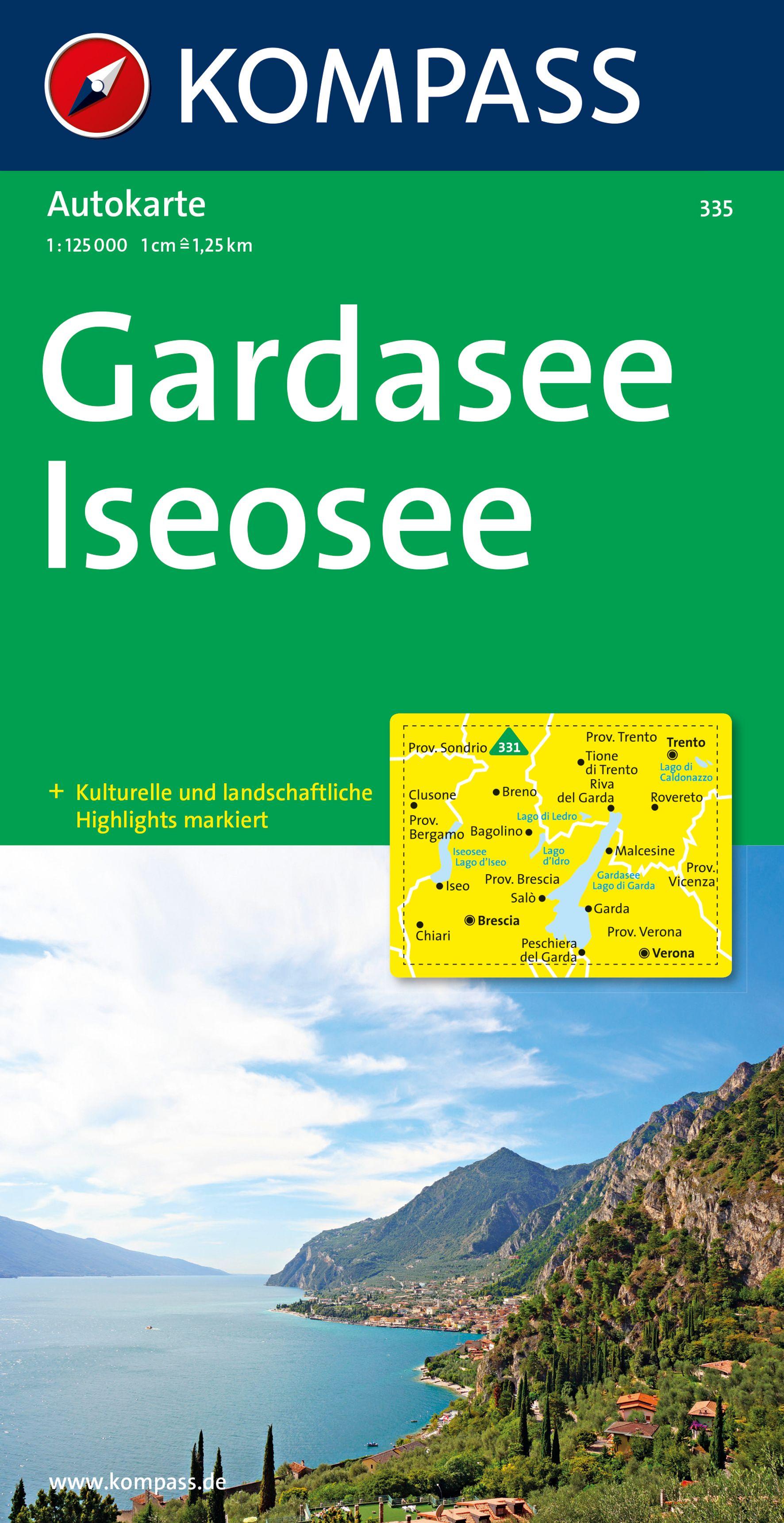 Vorderes Coverbild KOMPASS Autokarte Gardasee, Iseosee 1:125.000