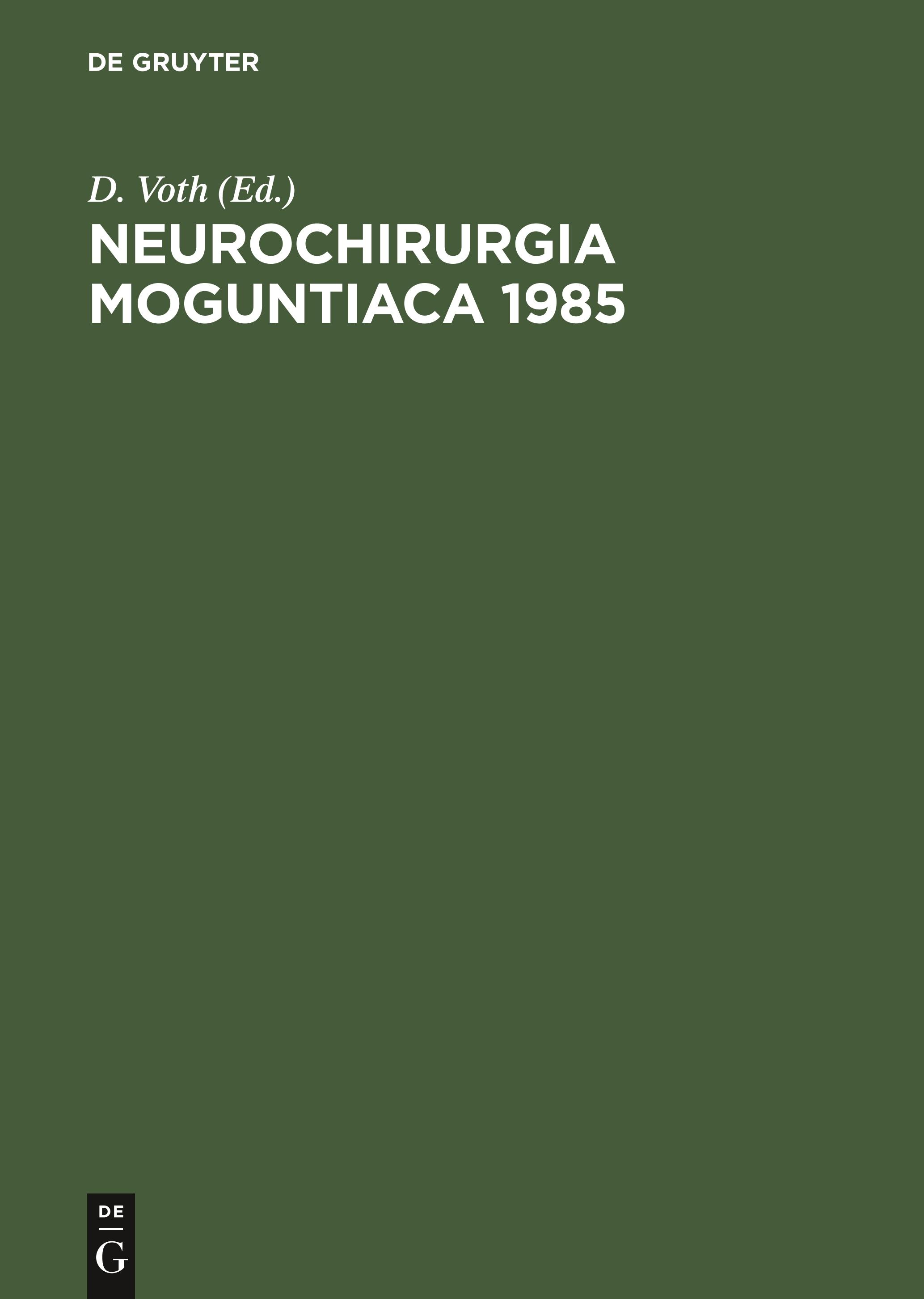 Vorderes Coverbild Neurochirurgia Moguntiaca 1985