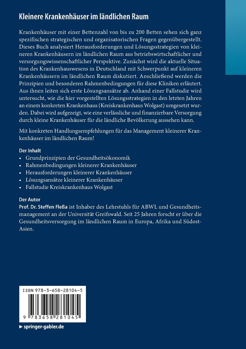 Rückseitencover Kleinere Krankenhäuser im ländlichen Raum